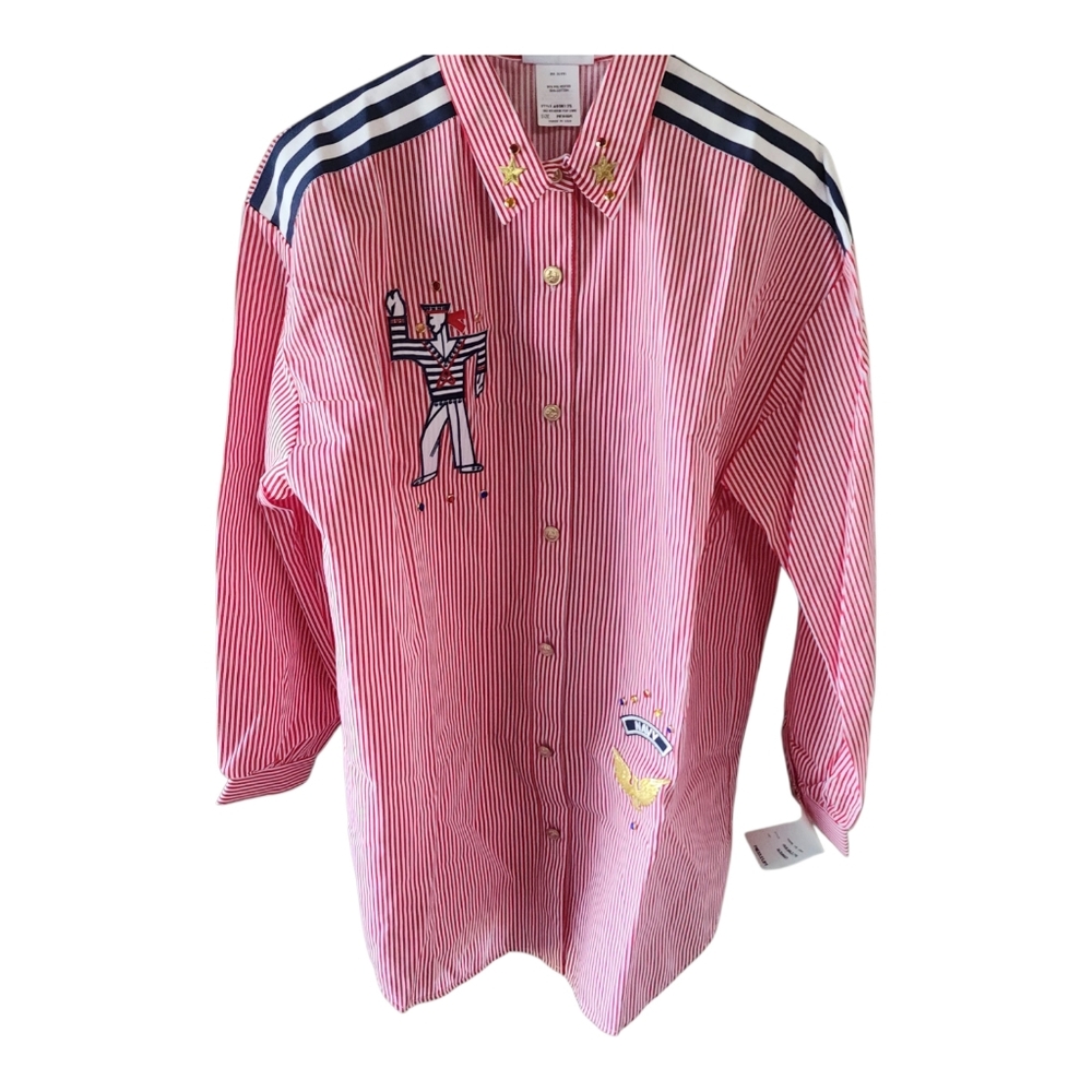 Richard Simmons Vintage  Women's Button Front Blouse Size M NWT